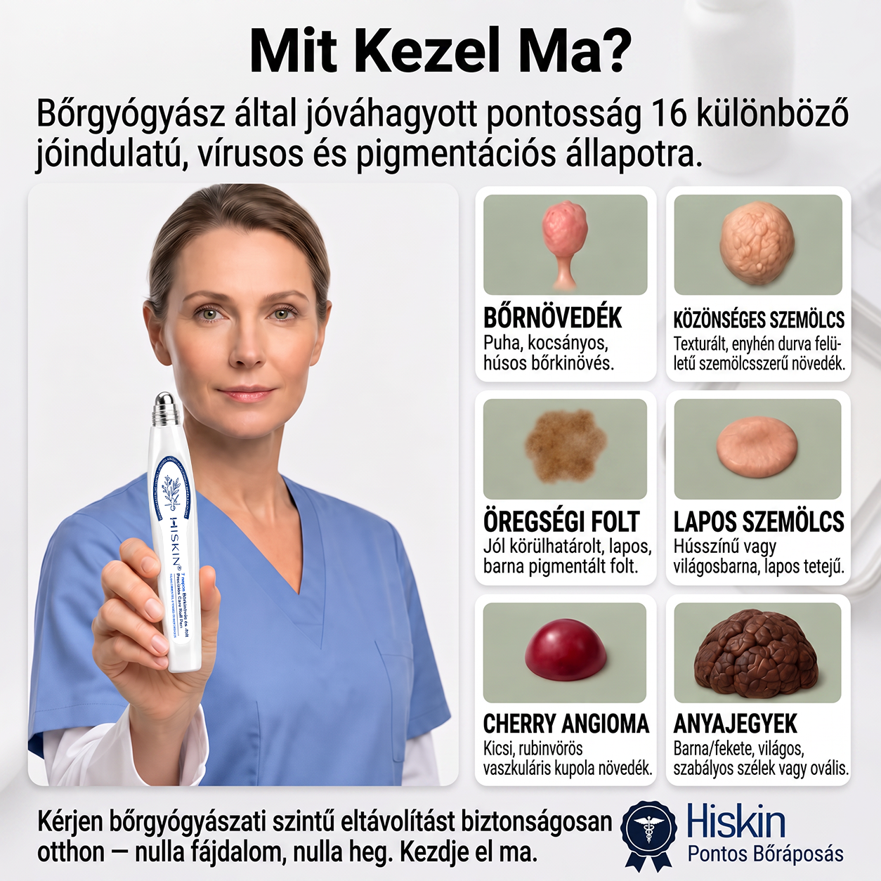 🌟HISKIN®👩‍⚕️ 7 napos bőrcimpa- és folteltávolító fájdalommentes, heg nélküli fejlett bőrhibakezelő görgős toll