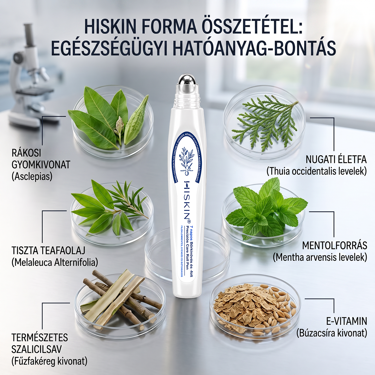 🌟HISKIN®👩‍⚕️ 7 napos bőrcimpa- és folteltávolító fájdalommentes, heg nélküli fejlett bőrhibakezelő görgős toll