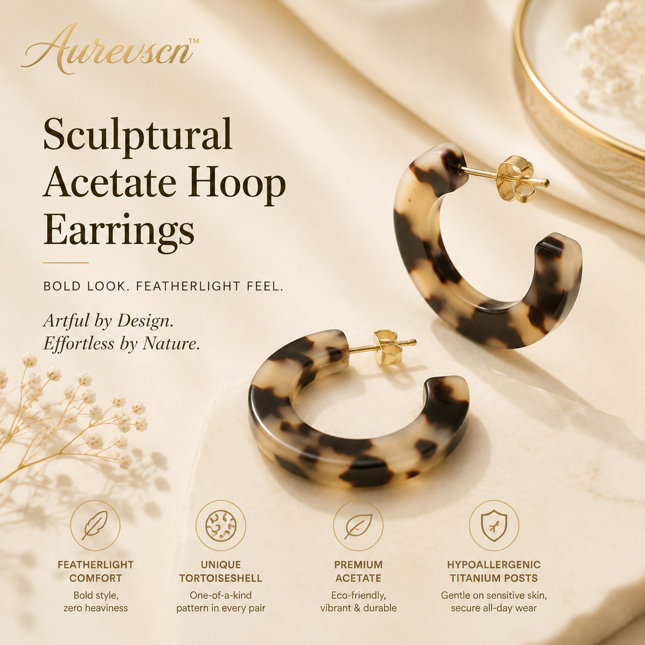 Aurevscn™ Sculptural Acetate Hoop Earrings