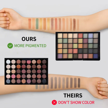 TLM 40 Colors Eye Makeup Nude Eye Shadow Palette Glitter Matte Pigmented Powder Pressed Eyeshadow Cosmetic