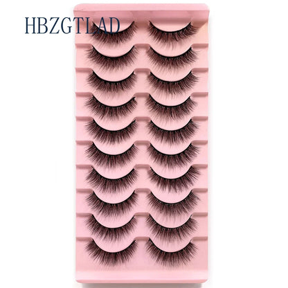 NEW 10pairs 100% Real Fake Mink Eyelashes 3D Natural False Eyelashes 3d Mink Lashes Soft Eyelash Extension Makeup Kit Cilios h13