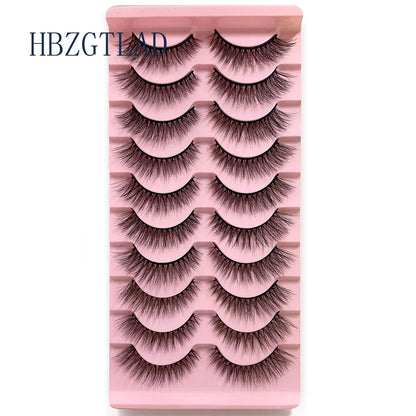 NEW 10pairs 100% Real Fake Mink Eyelashes 3D Natural False Eyelashes 3d Mink Lashes Soft Eyelash Extension Makeup Kit Cilios h13