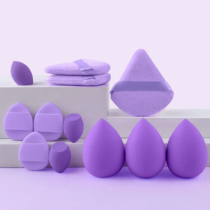 12Pieces Portable Makeup Sponge Set Portable Foundation Cosmetic Puff for Face Concealer Mixing Beauty Sponge Liquid Cream Power