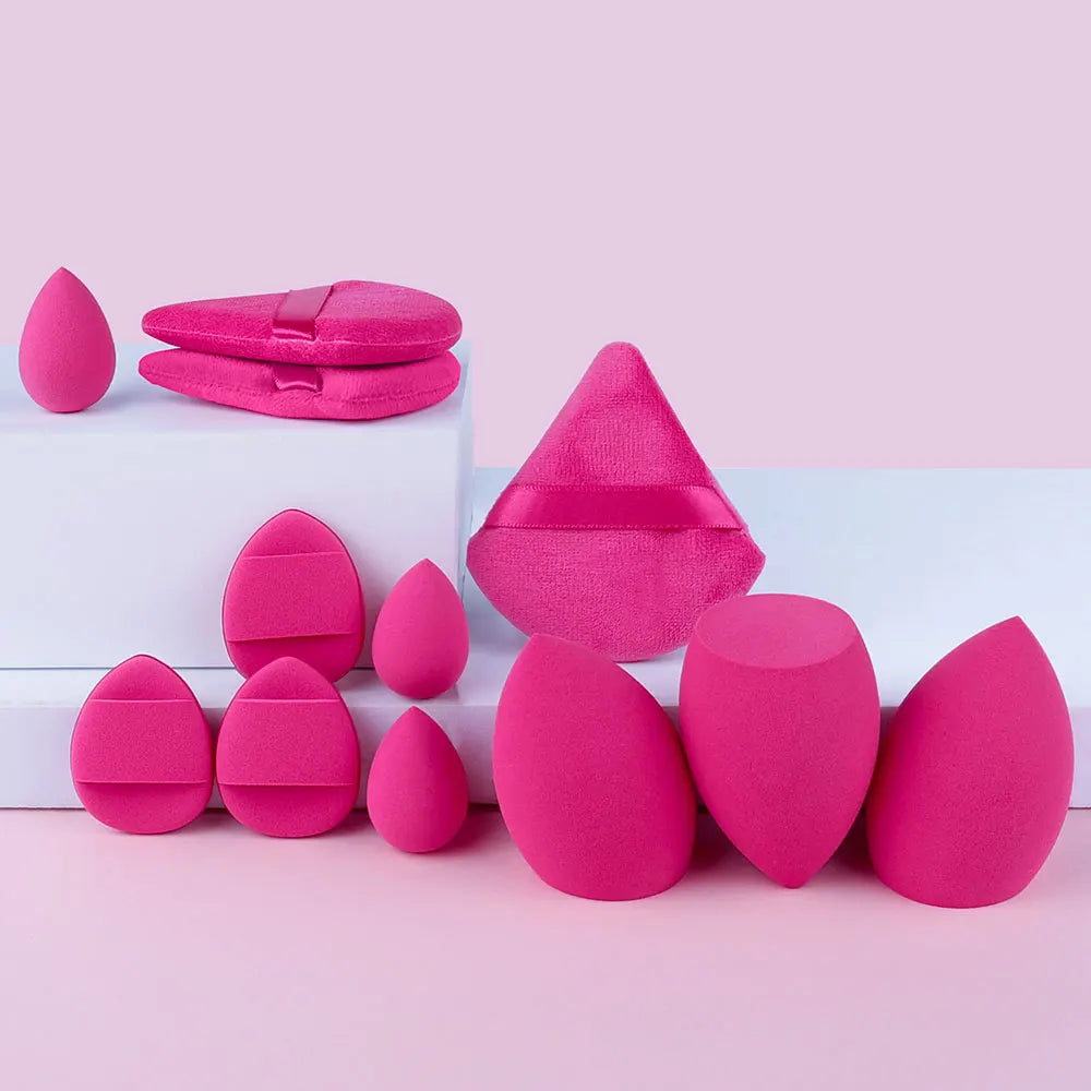 12Pieces Portable Makeup Sponge Set Portable Foundation Cosmetic Puff for Face Concealer Mixing Beauty Sponge Liquid Cream Power