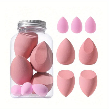 7Pcs Jelly Texture Sponges - Hydrophilic Latex-Free with Portable Jar | Hypoallergenic Makeup Kit for Sensitive Skin All Skins