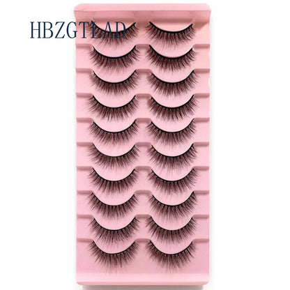 NEW 10pairs 100% Real Fake Mink Eyelashes 3D Natural False Eyelashes 3d Mink Lashes Soft Eyelash Extension Makeup Kit Cilios h13