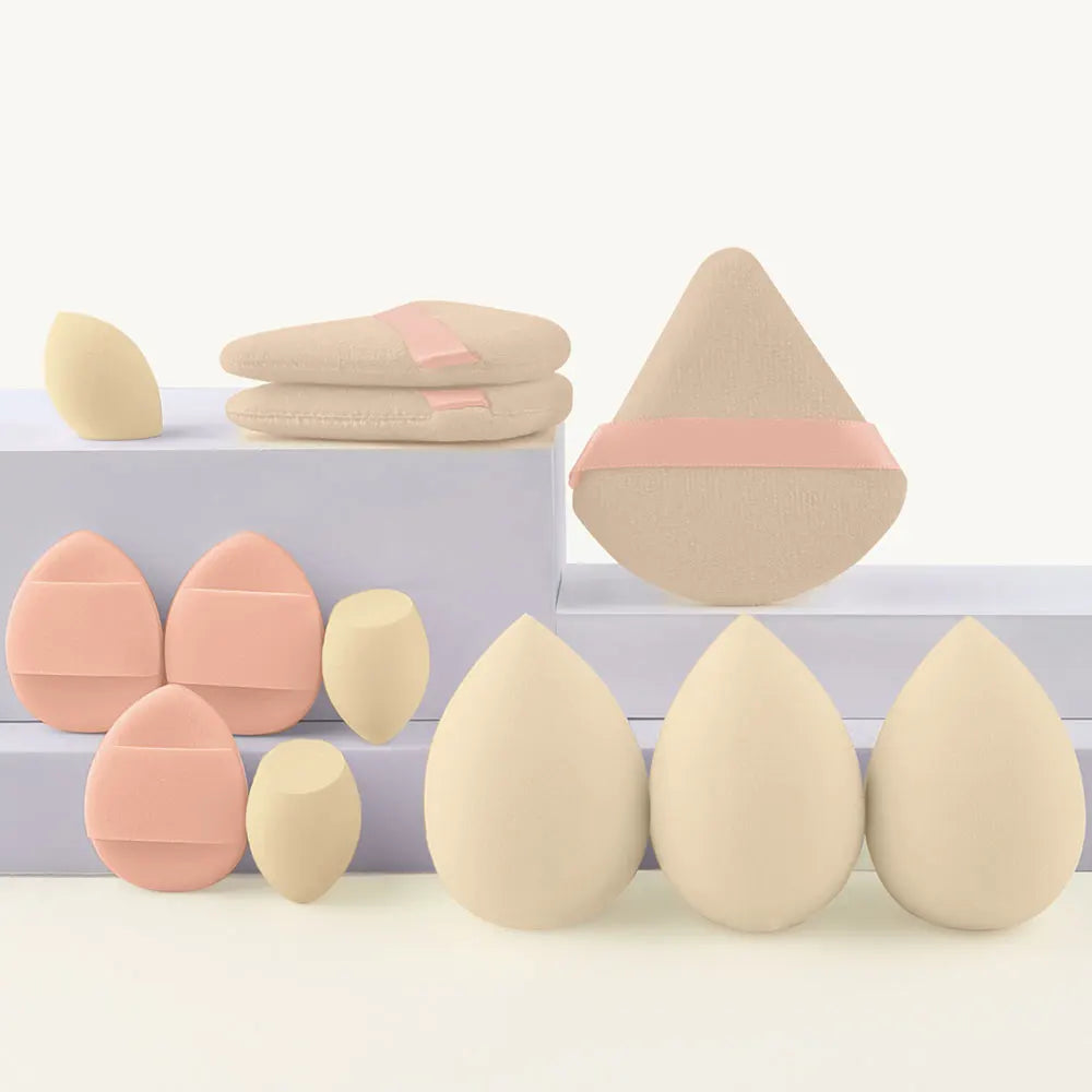 12Pieces Portable Makeup Sponge Set Portable Foundation Cosmetic Puff for Face Concealer Mixing Beauty Sponge Liquid Cream Power
