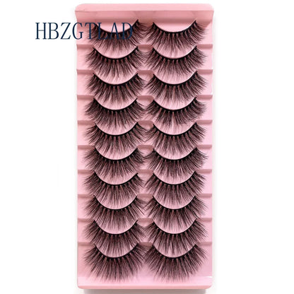 NEW 10pairs 100% Real Fake Mink Eyelashes 3D Natural False Eyelashes 3d Mink Lashes Soft Eyelash Extension Makeup Kit Cilios h13