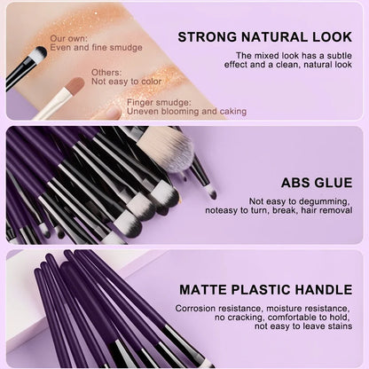 20pcs Eye Makeup Brush Set Portable Soft Makeup Brushes Beauty Tools Foundation Eyeshadow Eyeliner Brush Multi-function Beginner