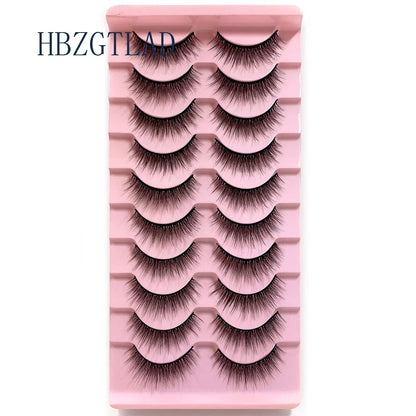 NEW 10pairs 100% Real Fake Mink Eyelashes 3D Natural False Eyelashes 3d Mink Lashes Soft Eyelash Extension Makeup Kit Cilios h13