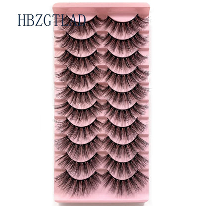 NEW 10pairs 100% Real Fake Mink Eyelashes 3D Natural False Eyelashes 3d Mink Lashes Soft Eyelash Extension Makeup Kit Cilios h13