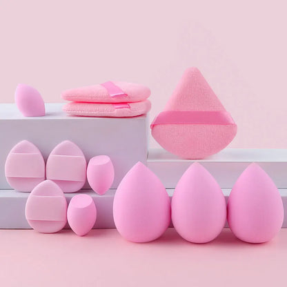12Pieces Portable Makeup Sponge Set Portable Foundation Cosmetic Puff for Face Concealer Mixing Beauty Sponge Liquid Cream Power