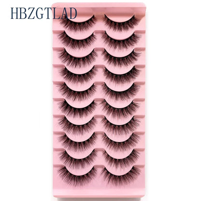 NEW 10pairs 100% Real Fake Mink Eyelashes 3D Natural False Eyelashes 3d Mink Lashes Soft Eyelash Extension Makeup Kit Cilios h13