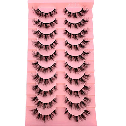 NEW 10pairs 100% Real Fake Mink Eyelashes 3D Natural False Eyelashes 3d Mink Lashes Soft Eyelash Extension Makeup Kit Cilios h13
