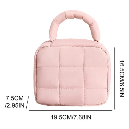 Cosmetic Bag Puffy Travel Toiletry Pouch Checkered Zipper Bag Women Quilted Makeup Bag Makeup Organizer Bag for Woemn Girl