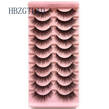 NEW 10pairs 100% Real Fake Mink Eyelashes 3D Natural False Eyelashes 3d Mink Lashes Soft Eyelash Extension Makeup Kit Cilios h13