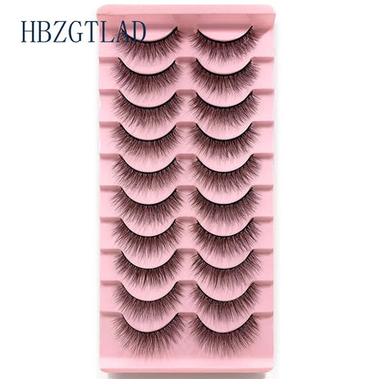 NEW 10pairs 100% Real Fake Mink Eyelashes 3D Natural False Eyelashes 3d Mink Lashes Soft Eyelash Extension Makeup Kit Cilios h13