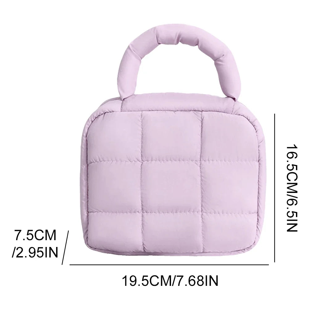 Cosmetic Bag Puffy Travel Toiletry Pouch Checkered Zipper Bag Women Quilted Makeup Bag Makeup Organizer Bag for Woemn Girl