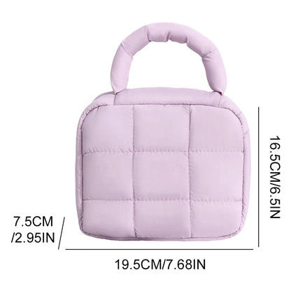 Cosmetic Bag Puffy Travel Toiletry Pouch Checkered Zipper Bag Women Quilted Makeup Bag Makeup Organizer Bag for Woemn Girl