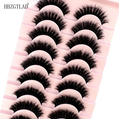 NEW 10pairs 100% Real Fake Mink Eyelashes 3D Natural False Eyelashes 3d Mink Lashes Soft Eyelash Extension Makeup Kit Cilios h13