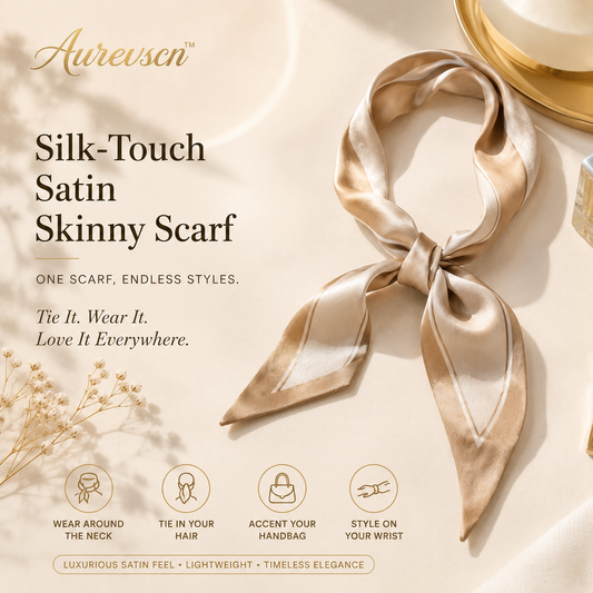 Aurevscn™ Silk-Touch Satin Skinny Scarf