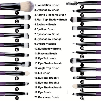 20pcs Eye Makeup Brush Set Portable Soft Makeup Brushes Beauty Tools Foundation Eyeshadow Eyeliner Brush Multi-function Beginner