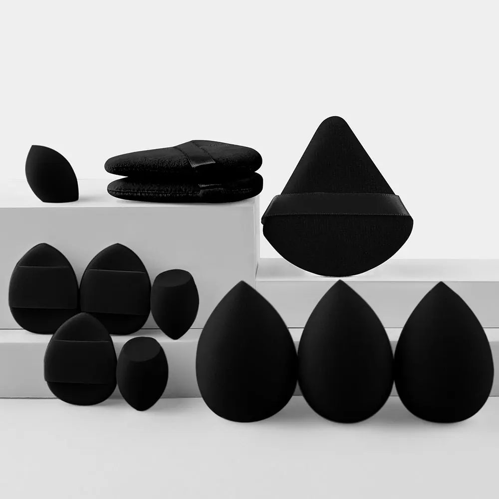 12Pieces Portable Makeup Sponge Set Portable Foundation Cosmetic Puff for Face Concealer Mixing Beauty Sponge Liquid Cream Power