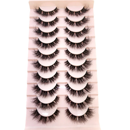 NEW 10pairs 100% Real Fake Mink Eyelashes 3D Natural False Eyelashes 3d Mink Lashes Soft Eyelash Extension Makeup Kit Cilios h13