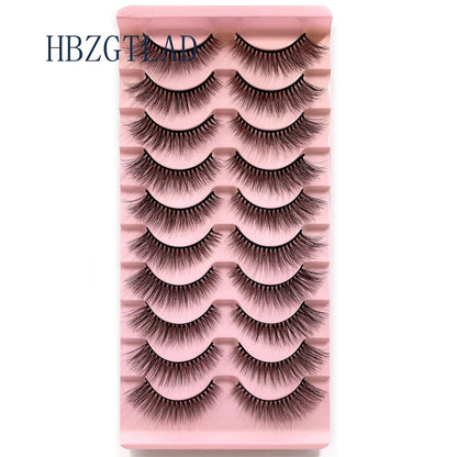 NEW 10pairs 100% Real Fake Mink Eyelashes 3D Natural False Eyelashes 3d Mink Lashes Soft Eyelash Extension Makeup Kit Cilios h13