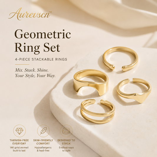Aurevscn™ Geometric Alloy Geometric Ring Set
