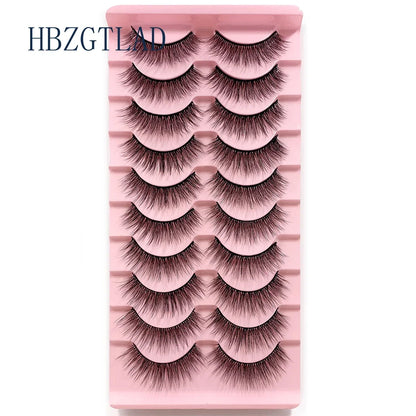NEW 10pairs 100% Real Fake Mink Eyelashes 3D Natural False Eyelashes 3d Mink Lashes Soft Eyelash Extension Makeup Kit Cilios h13